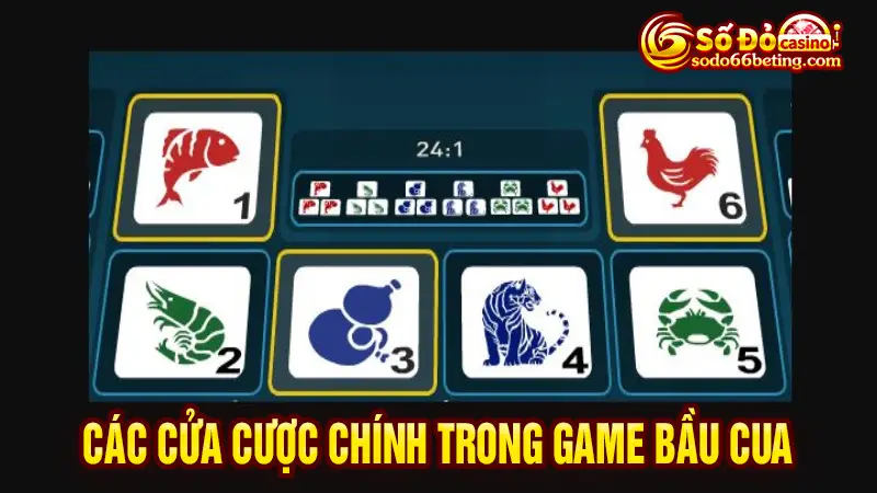 Các cửa cược chính trong game bầu cua